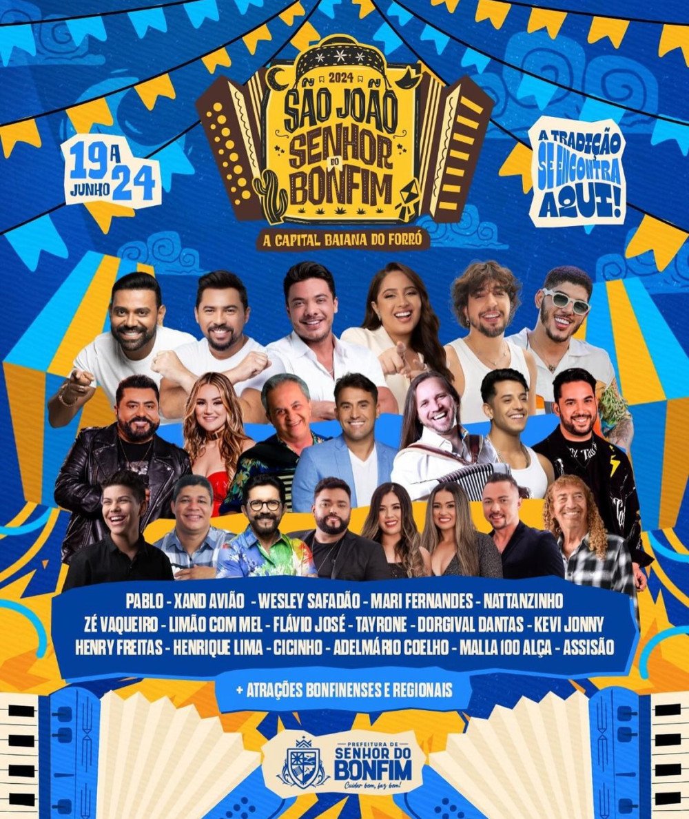 Programação do São João de Senhor do Bonfim 2024 foi divulgada