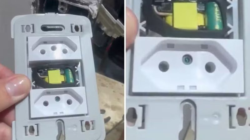 Casal encontra câmera escondida dentro de tomada em quarto de motel