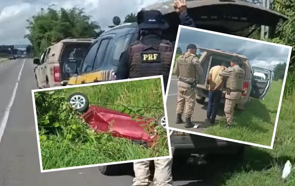 Na BR-324, equipes de 10ª CIPM e PRF interceptam bandidos que tacaram fogo em empresário de Feira de Santana