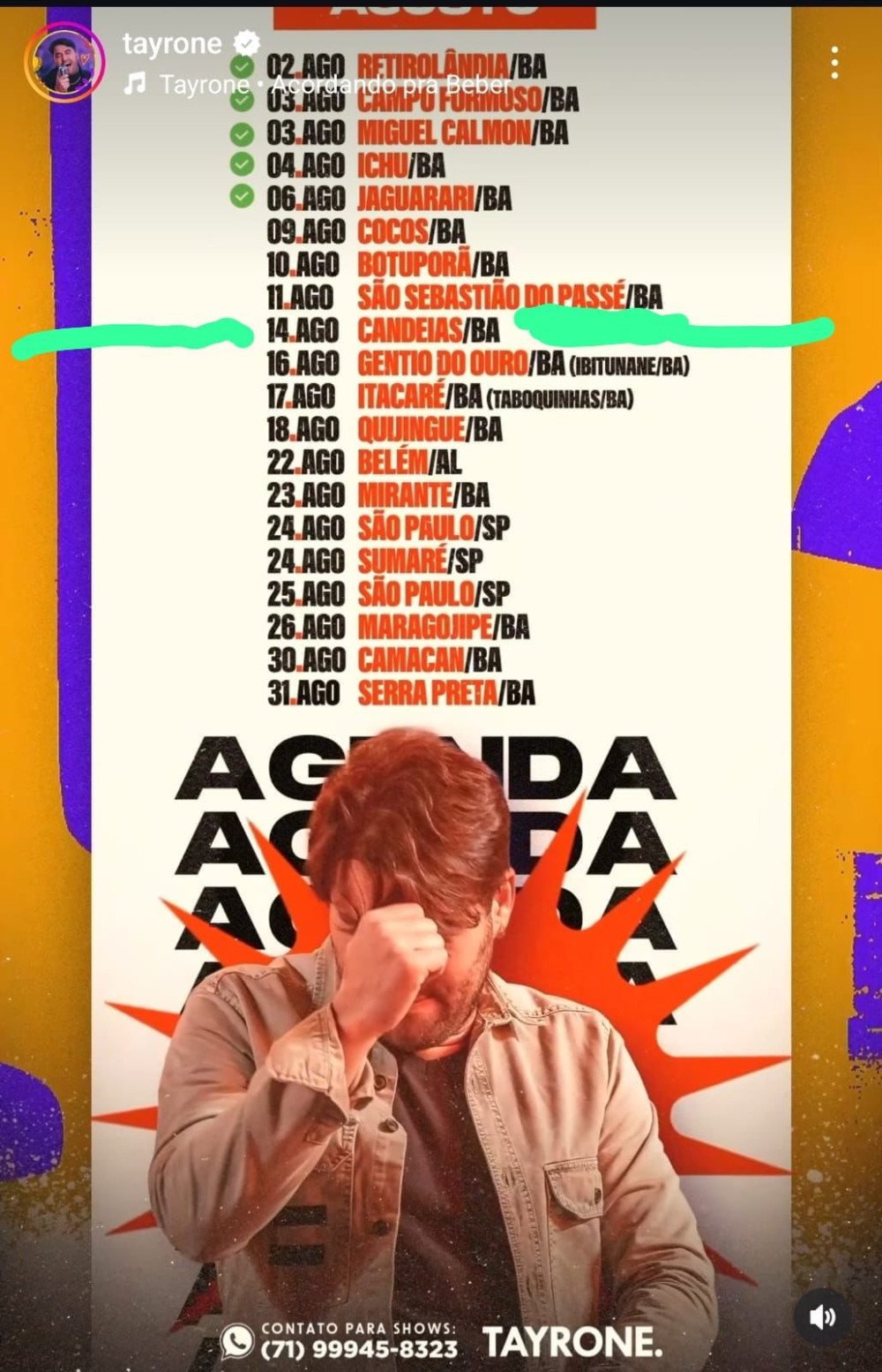 14 de agosto: No dia do aniversário de Candeias, Tayrone tem show para o Município nesta data