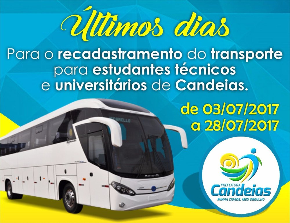 Vai até amanhã o recadastramento do transporte universitário de Candeias.