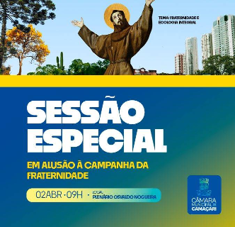 Camaçari: Campanha da Fraternidade será tema de sessão especial na Câmara