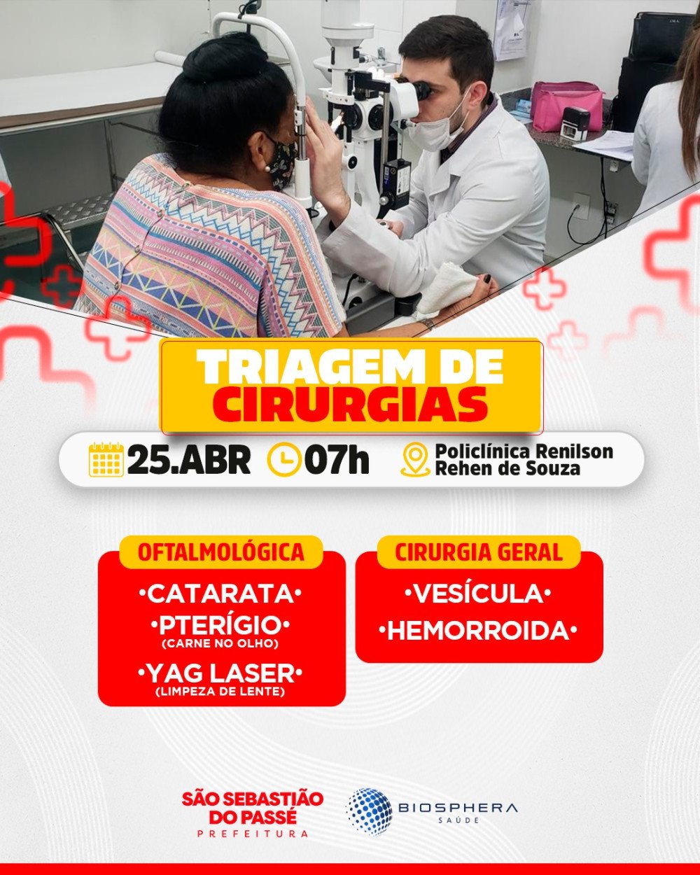 São Sebastião do Passé realizará mutirão de triagens para cirurgias oftalmológicas e gerais