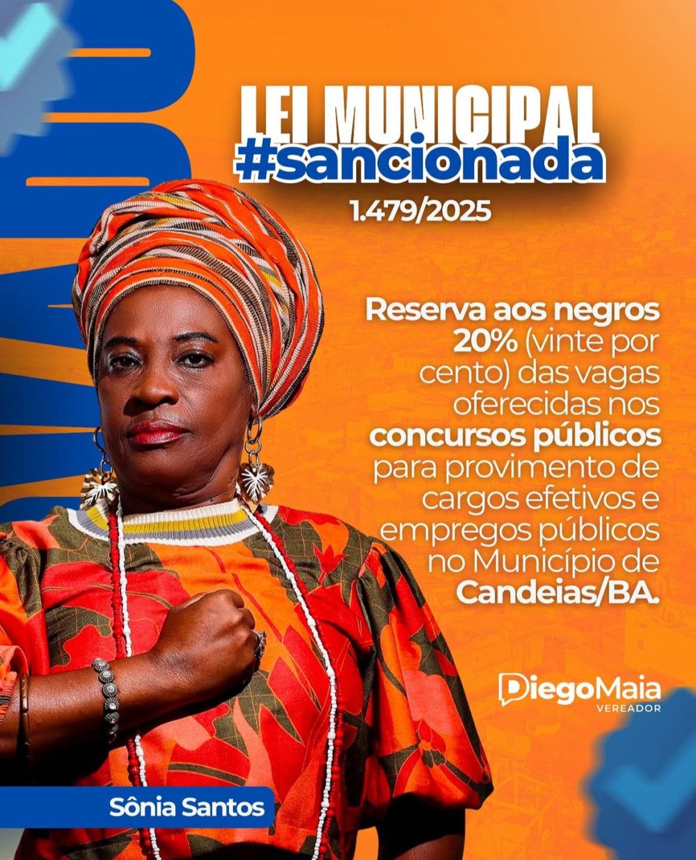 Candeias sanciona lei que reserva 20% das vagas em concursos públicos para pessoas negras