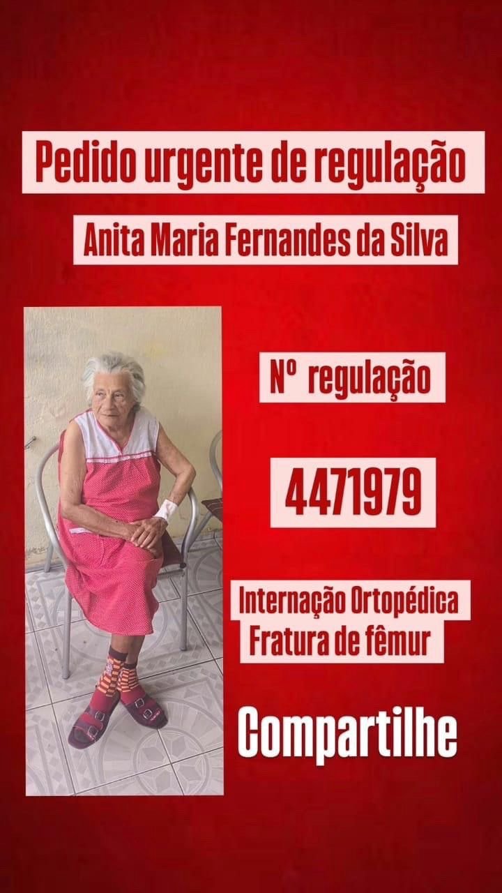 Idosa Aguarda Urgente Regulação para Cirurgia de Fratura de Fêmur