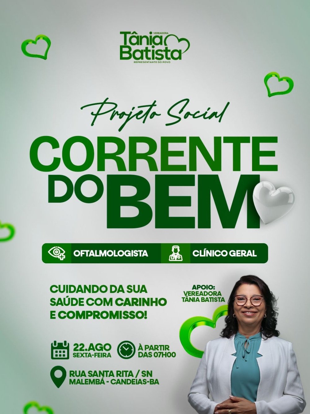 Projeto “Corrente do Bem” oferece atendimento médico gratuito em Candeias