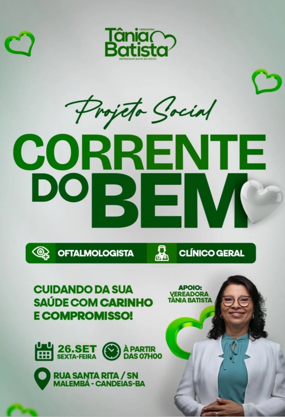 Projeto Social “Corrente do Bem” leva atendimento médico gratuito a Candeias