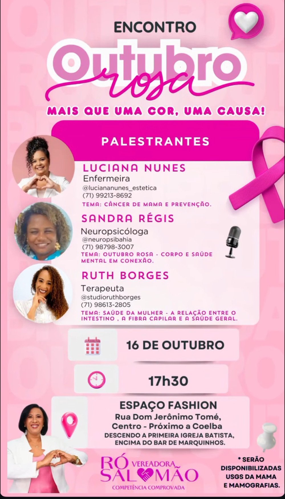 Vereadora Ró Salomão promove encontro que reforça importância da prevenção e autocuidado da mulher em Candeias