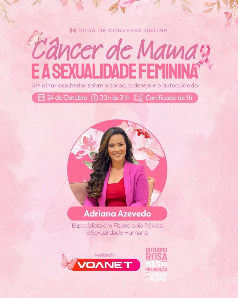 Voanet promove roda de conversa online sobre Câncer de Mama e Sexualidade Feminina