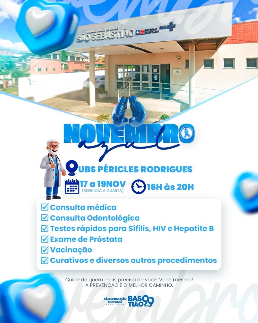 Prefeitura promove ação em referência ao Novembro Azul para homens sebastianenses