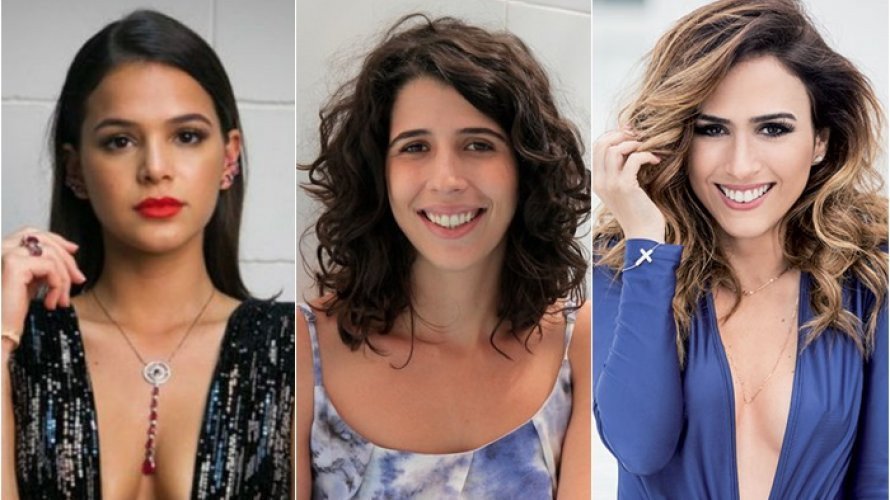 Bruna Marquezine e Tatá Werneck beijam atriz na boca