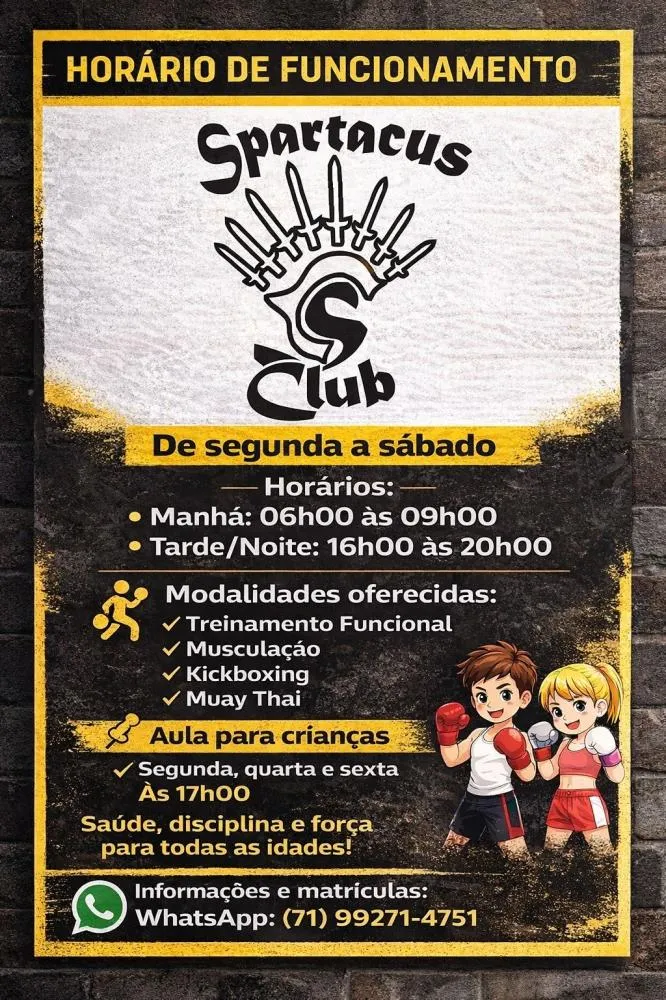 Spartacus Club divulga horários e amplia oferta de modalidades esportivas