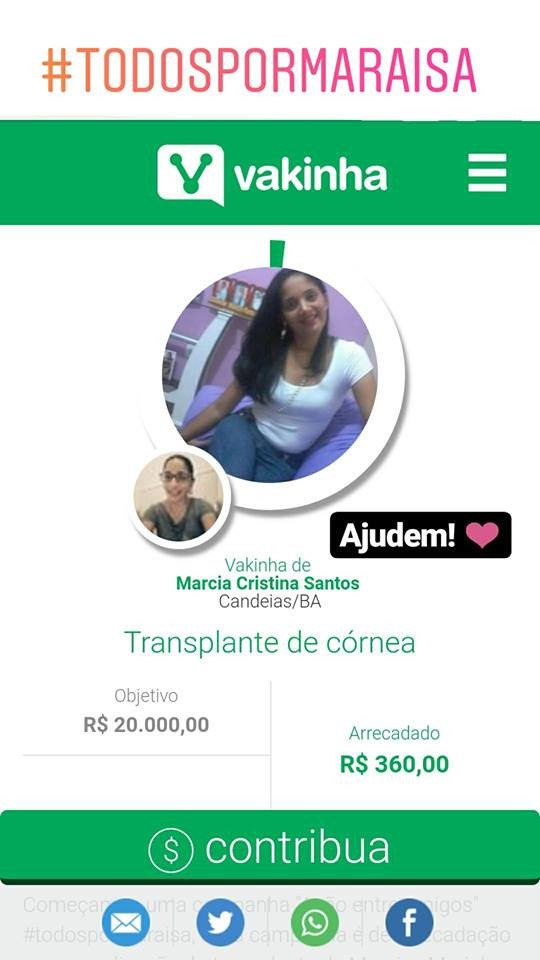 Contribua com esta causa, entre na campanha #TodosporMaraisa