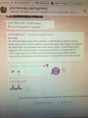 Em grupos do WhatsApp, caminhoneiros pedem intervenção militar