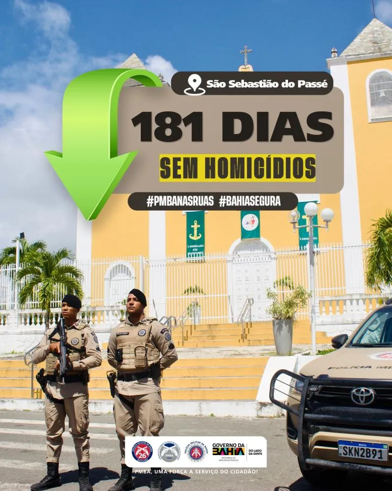 São Sebastião do Passé alcança 181 dias sem homicídios e reforça avanço na segurança