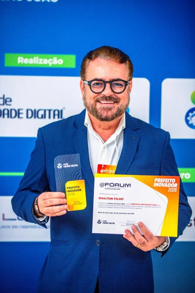 Dailton Filho recebe título de Prefeito Inovador 2026 por avanços na gestão digital.