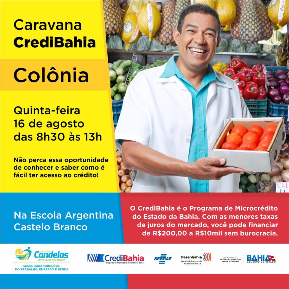 CrediBahia estará nesta quinta no distrito de Colônia em Candeias