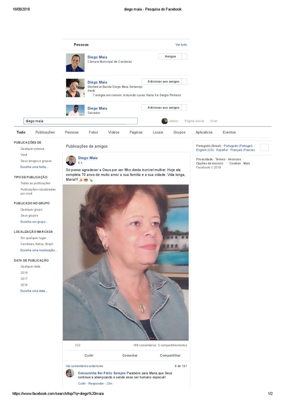 Ícone político em Candeias, Maria Maia completa mais um ano de vida