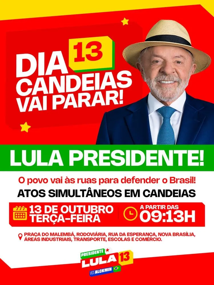 Candeias vai às ruas no dia 13 em ato de apoio a Lula