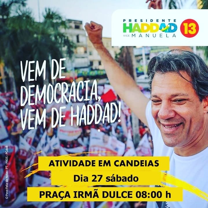 Candeias promove atividade em favor de Haddad neste sábado(27) !