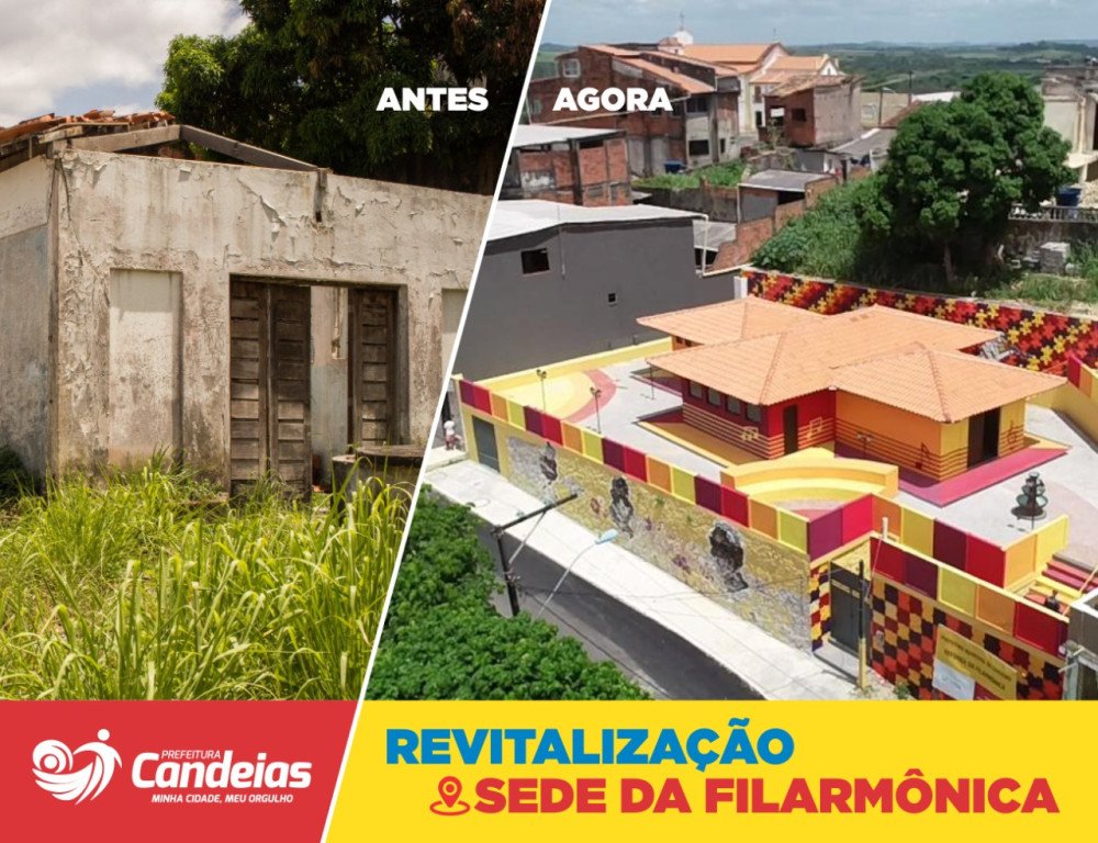 Prefeitura de Candeias revitaliza Filarmônica Lira Candeense, entrega novo prédio e iniciará reforma de Casarão Horácio Pinto.