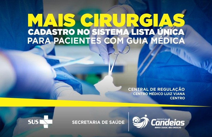 Prefeitura de Candeias cadastra pacientes para o ‘Mais Cirurgia'
