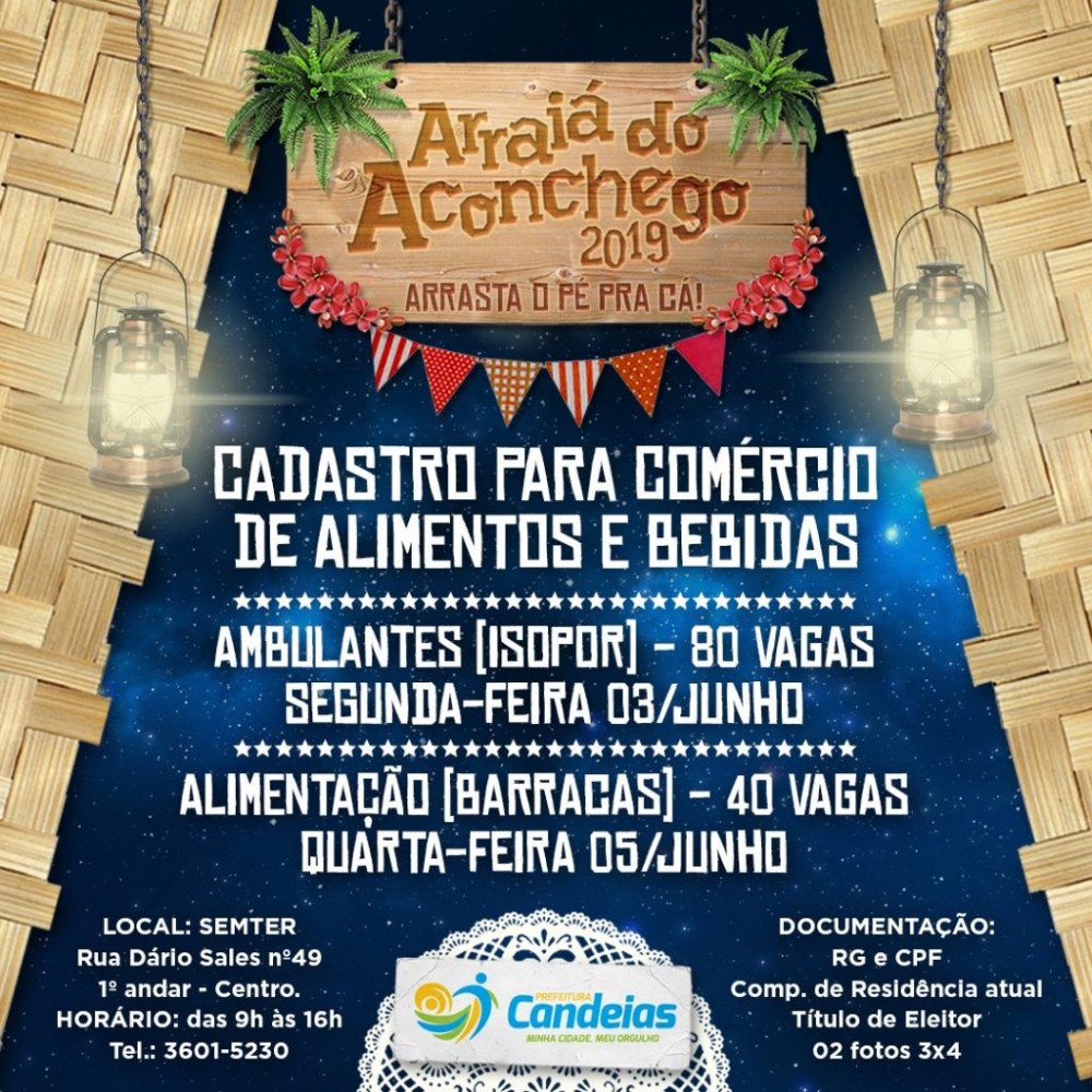 Cadastro de ambulantes para o ‘Forró do Aconchego’ acontece hoje (03); barracas serão na quarta (05)