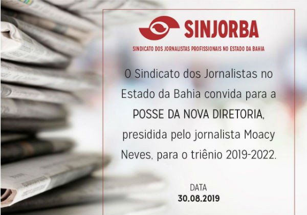 Nova diretoria do Sinjorba tomará posse na sexta-feira (30)