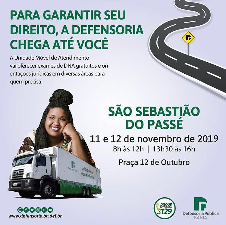 Ação social: São Sebastião do Passé recebe unidade móvel da Defensoria pública nesta segunda-feira (11)