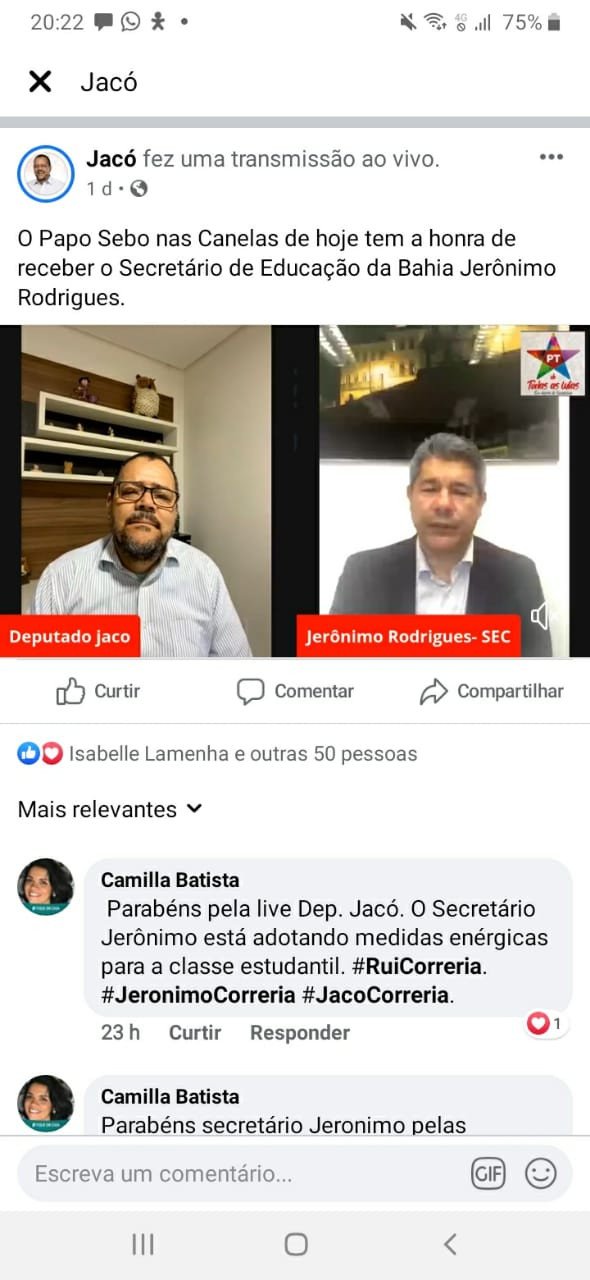 Jerônimo e Jacó fazem diálogo sobre educação em tempos de pandemia