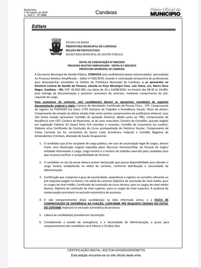 Candeias: Convocados 12 médicos aprovados no segundo Processo Seletivo de 2019