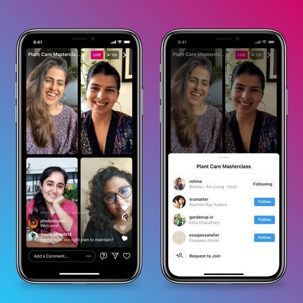 Instagram lança recurso 'Salas ao Vivo' que permite 4 pessoas transmitindo em live