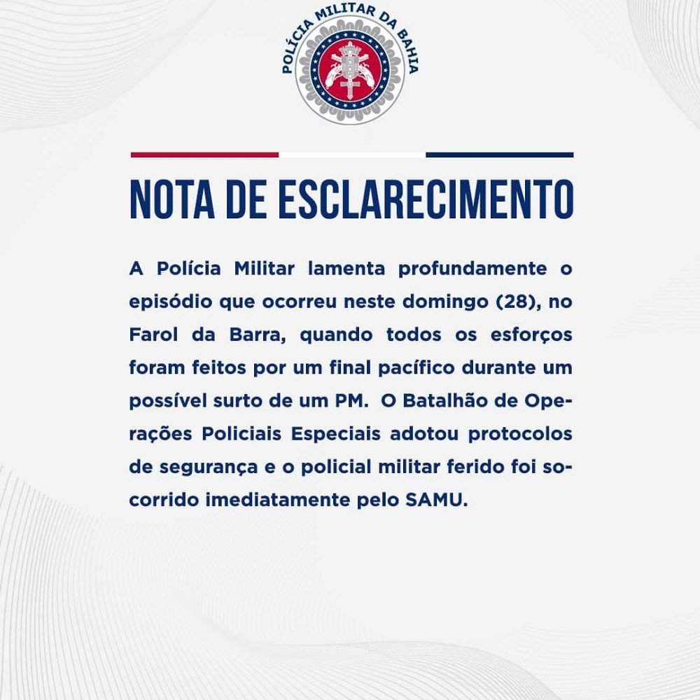 Nota da PM diz que: 