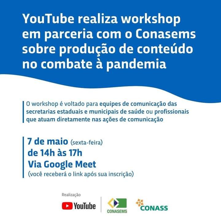 YouTube realiza workshop em parceria com o Conasems sobre produção de conteúdo no combate à pandemia