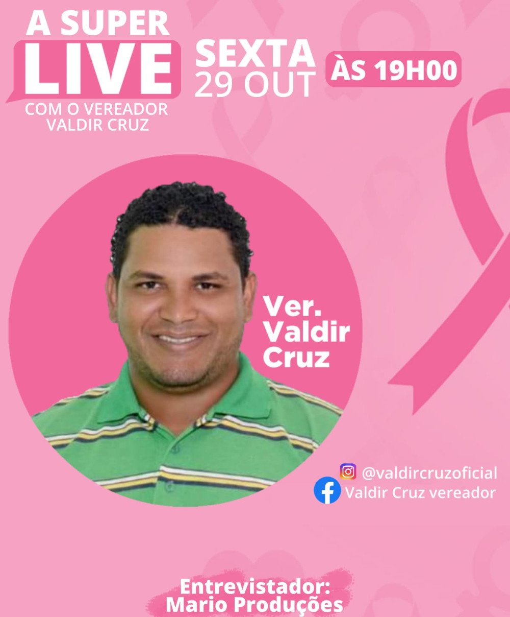 Candeias: Vereador Valdir Cruz realiza plenária virtual nesta sexta-feira, 29.