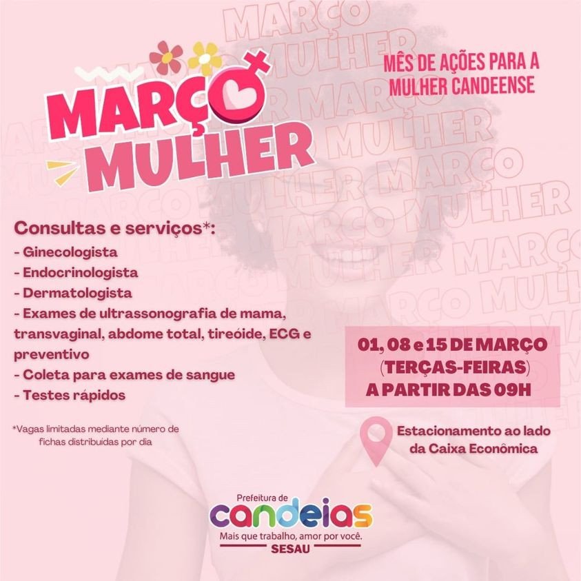 Março será um mês com ações dedicadas à mulher candeense
