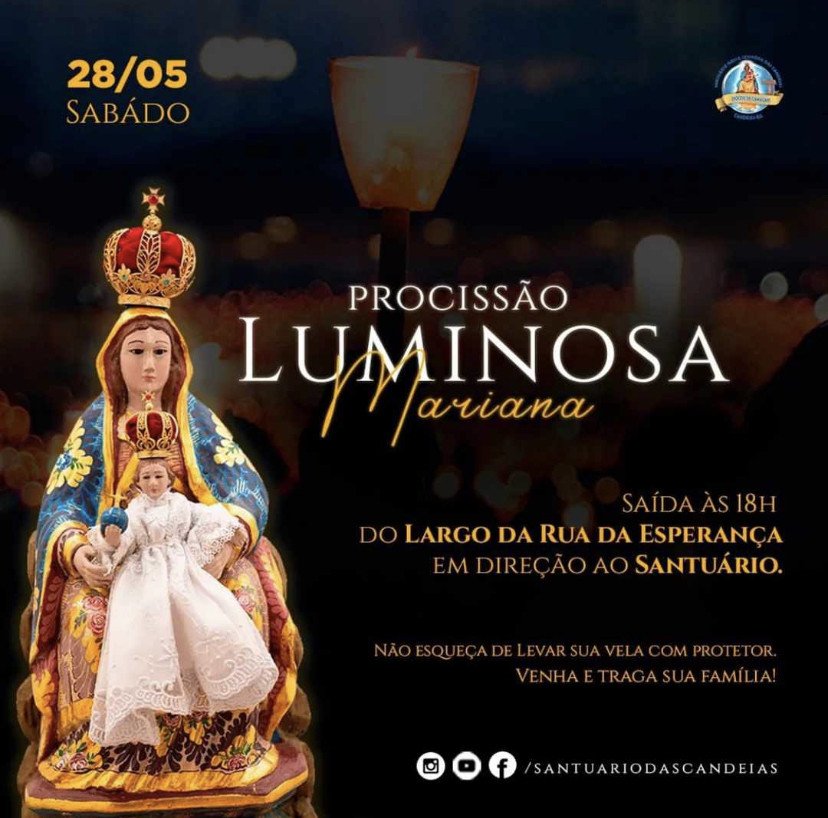 PROCISSÃO LUMINOSA E SANTO TERÇO ACONTECEM NESTE SÁBADO (28)