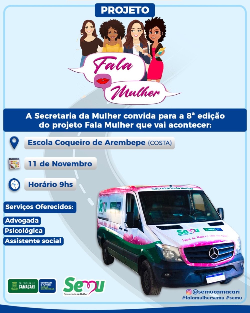 Camaçari: Arembepe receberá 8º Fala Mulher na sexta (11/11)