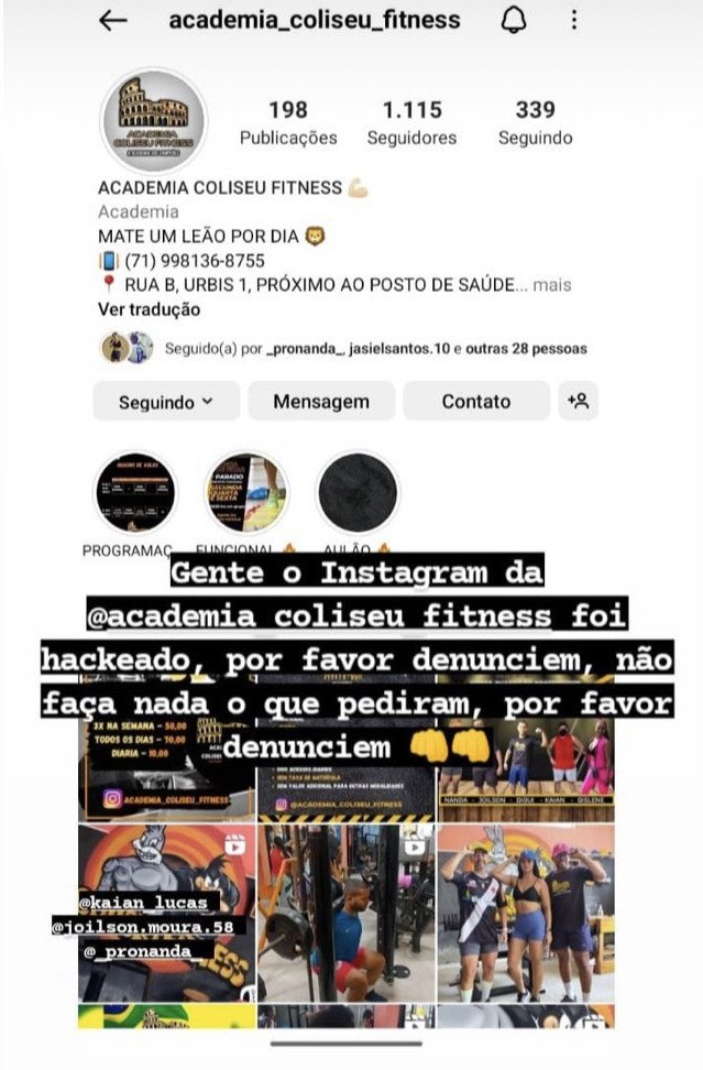 Candeias: Academia tem Instagram hackeado