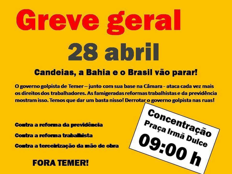 Greve geral acontece nesta sexta em Candeias