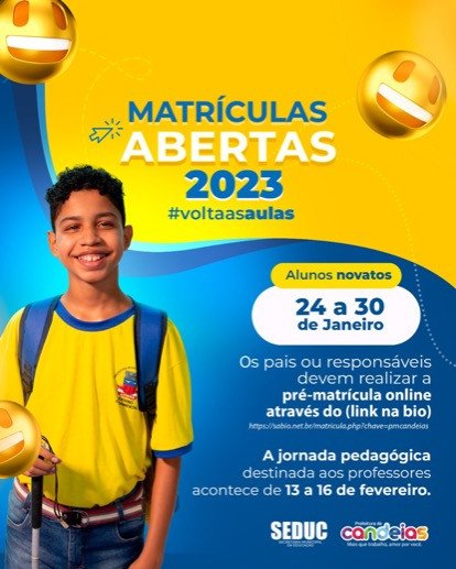 Matrícula da Rede Municipal de Educação começa nesta terça-feira; acesse o link aqui!