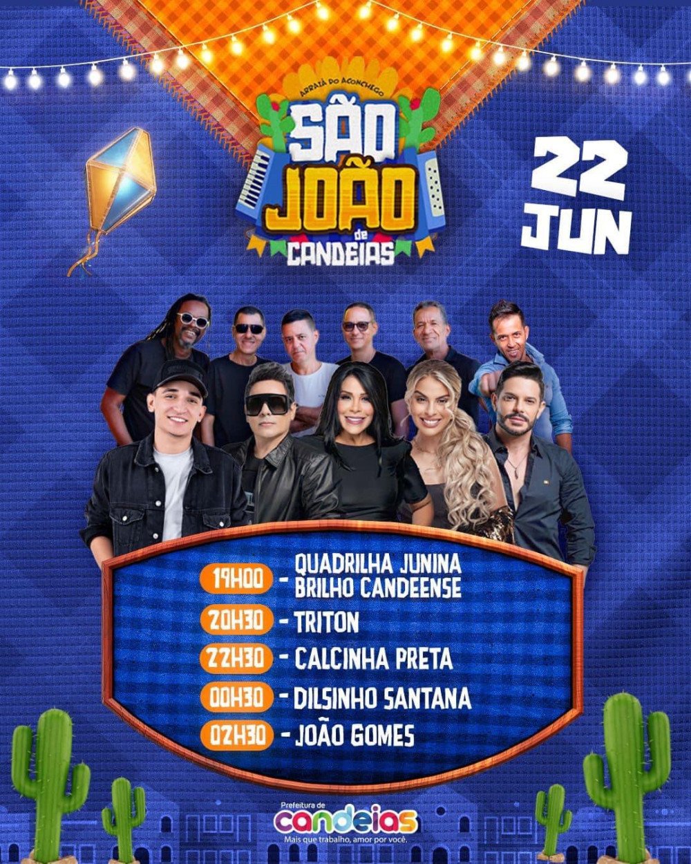 São João de Candeias começa hoje (22) com shows de Calcinha Preta, João Gomes, quadrilha junina, Triton e Dilsinho; Confira os horários.