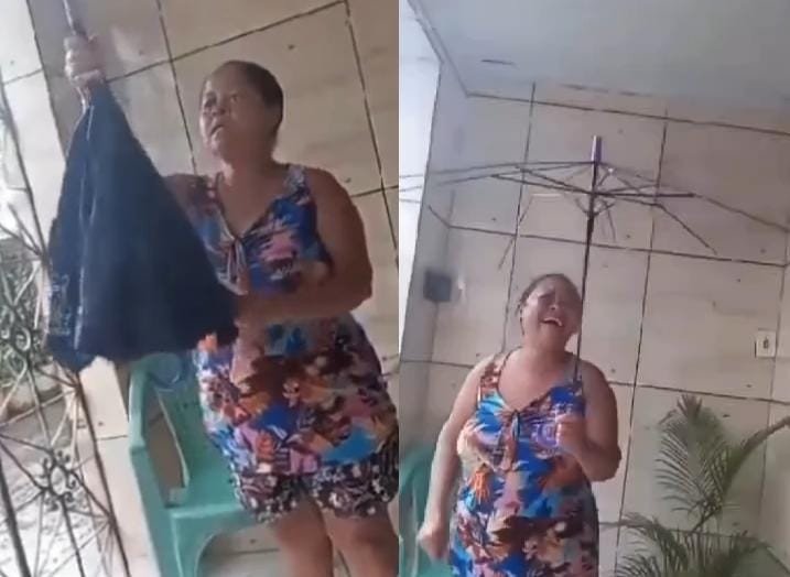 Guarda chuva desmontando em Candeias, ganhou de repercussão na internet; prefeitura emite nota.