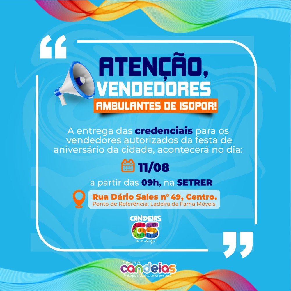 Entrega das credenciais para os vendedores de isopor autorizados na festa de aniversário da cidade será realizada nessa sexta-feira (11) 
