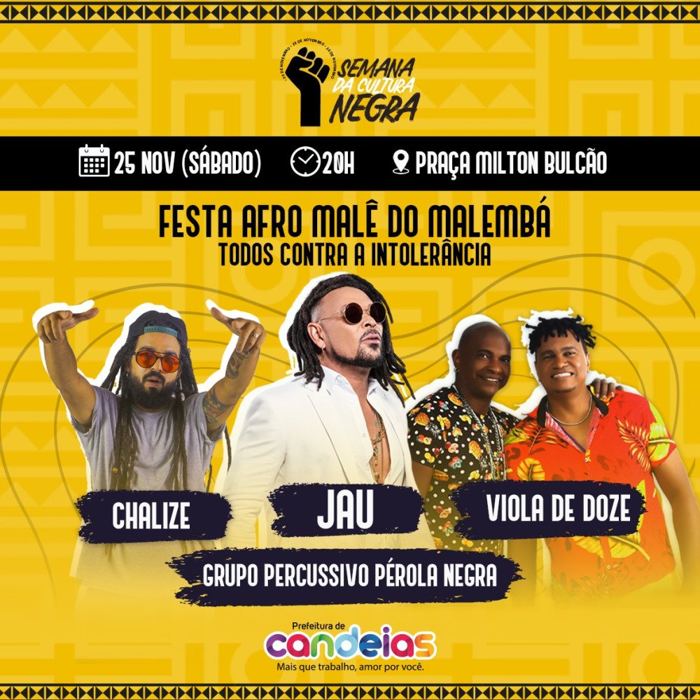 Jau, Charlize e Viola de 12 agitam Semana da Consciência Negra em Candeias, na festa do Malê