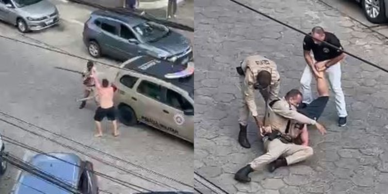 Homem ataca policiais e tenta arrancar a arma de um deles na Bahia