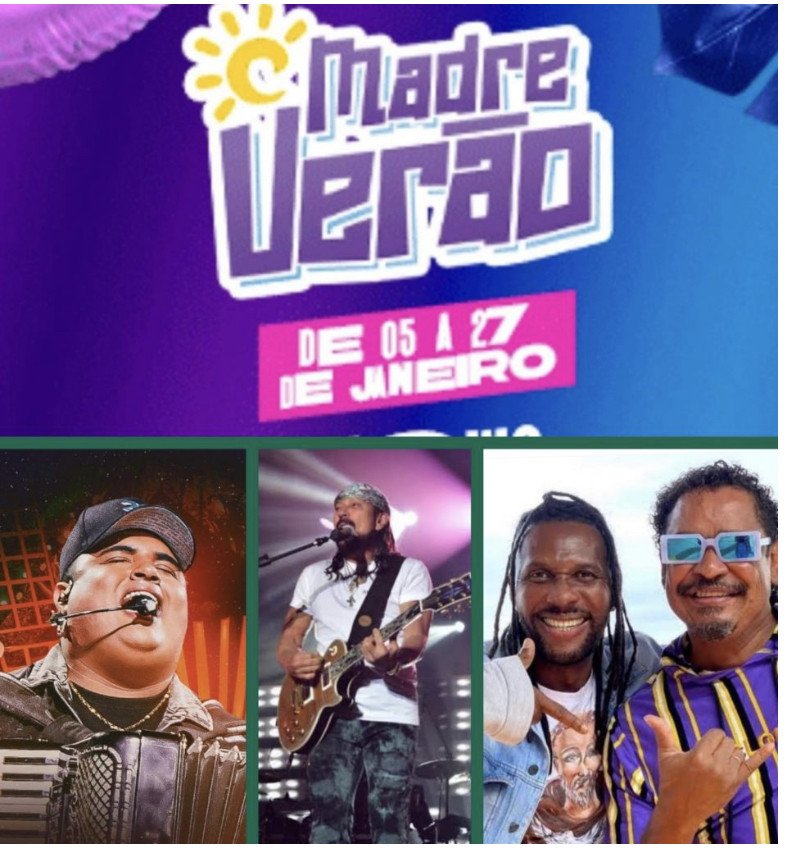 Madre Verão: Tarcísio se apresenta às 22h, Bell às 00 e É o Tchan às 02h.